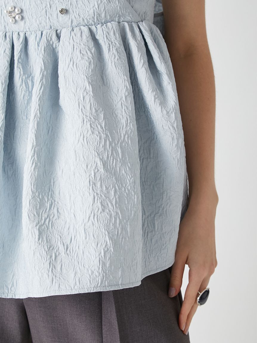 LILY BROWN「[L.B CANDY STOCK]ビッグリボンビジューペプラムトップス」|キャミソール|