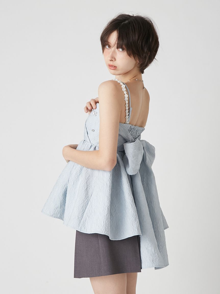 LILY BROWN「[L.B CANDY STOCK]ビッグリボンビジューペプラムトップス」|キャミソール|