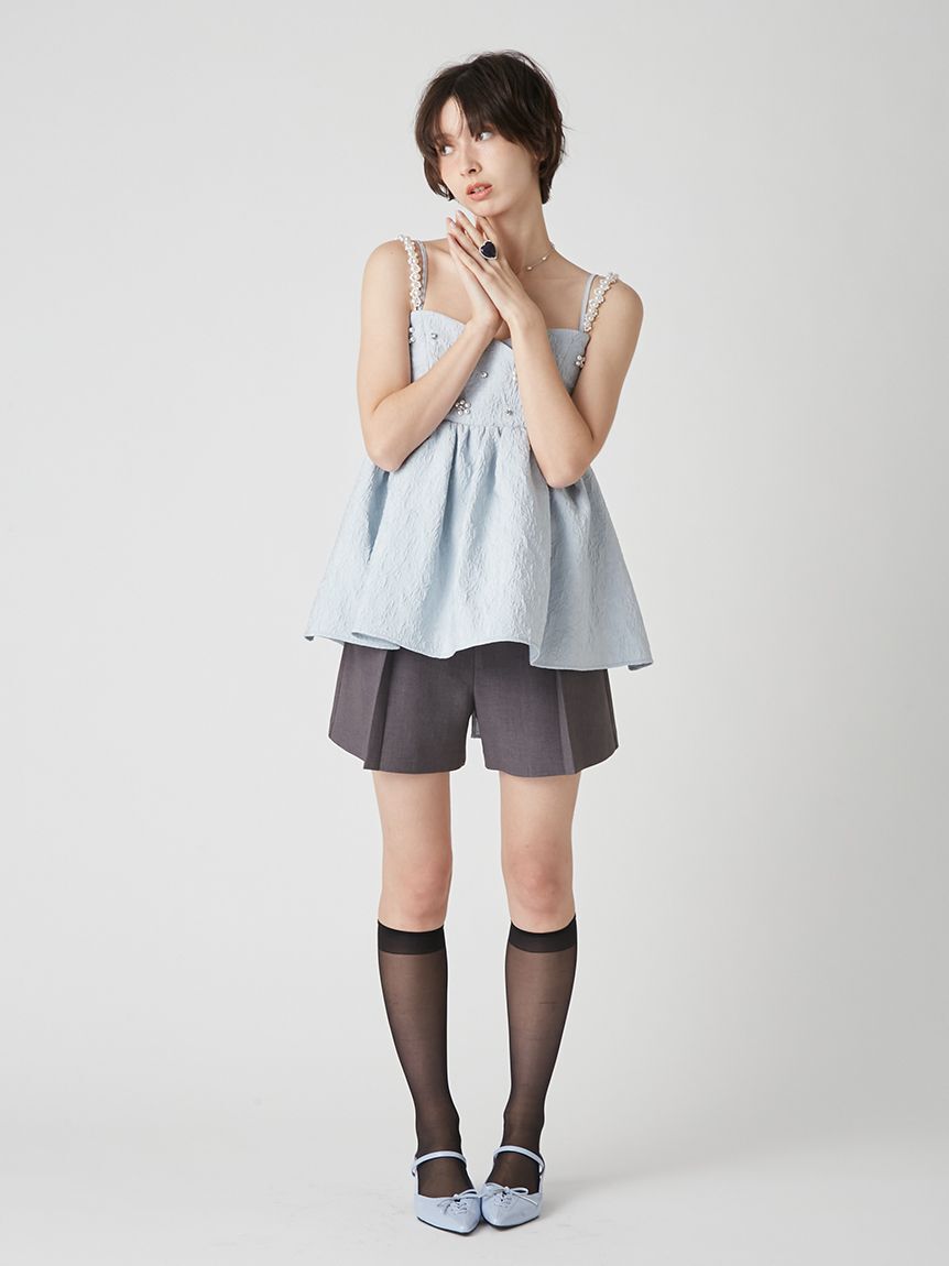 LILY BROWN「[L.B CANDY STOCK]ビッグリボンビジューペプラムトップス」|キャミソール|