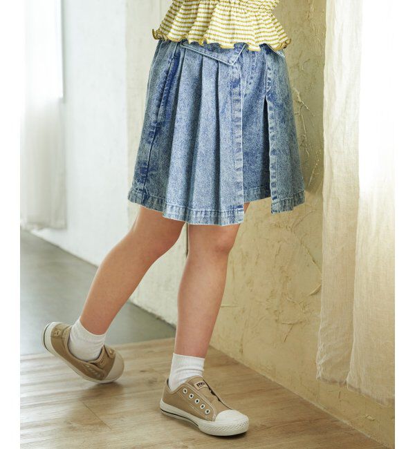 ikka kids「ＷＡＳＨデニムＷラップキュロット」|スカート|