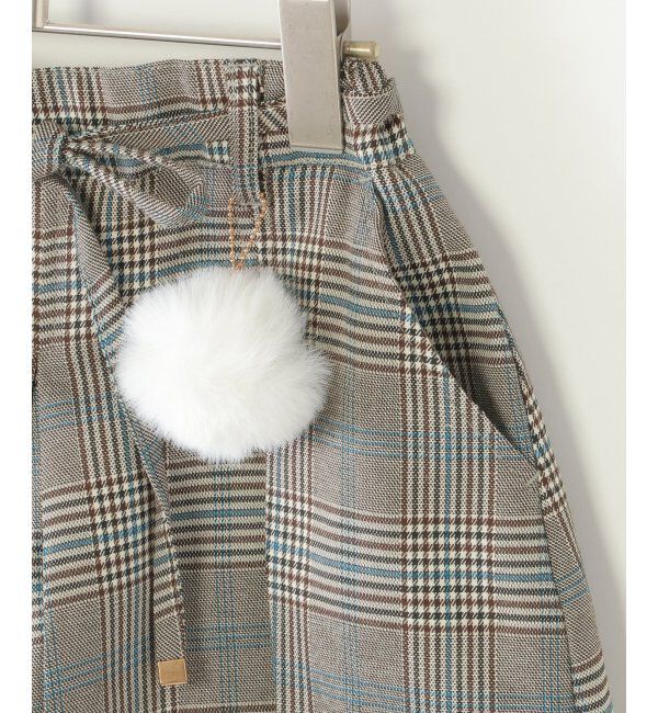 ikka kids「ポンポン付きチェックタックキュロット（120~160cm）」|スカート|