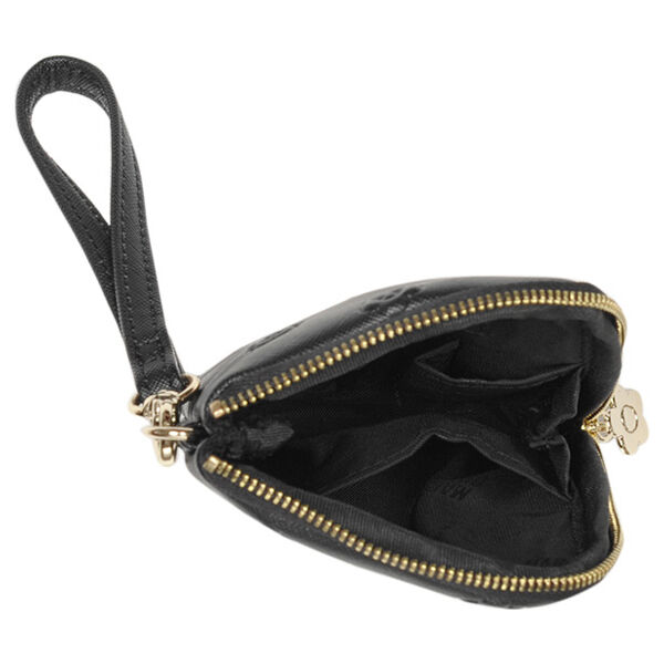  「マリークヮント シンプルエンボスデイジーマルチポーチ ブラック 本体 (H14&times;W9&times;D2cm、ストラップ22cm)」|コスメ雑貨|