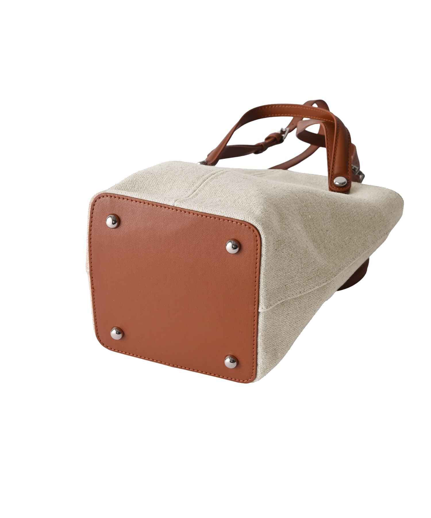 STYLE DELI「【DELI by】縦ラインキャンバス&times;リアルレザーバケットトート」|ショルダー・メッセンジャー|