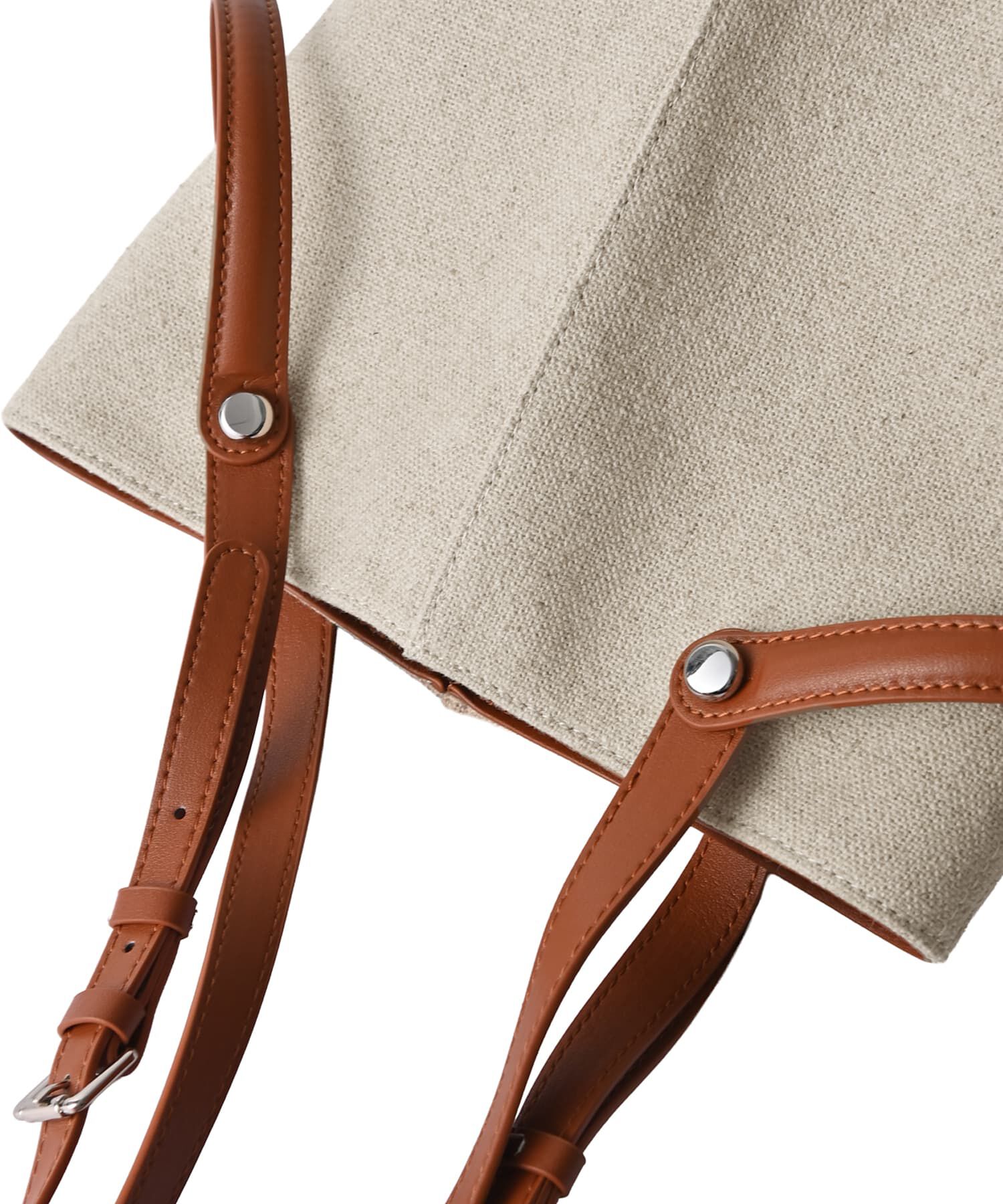 STYLE DELI「【DELI by】縦ラインキャンバス&times;リアルレザーバケットトート」|ショルダー・メッセンジャー|