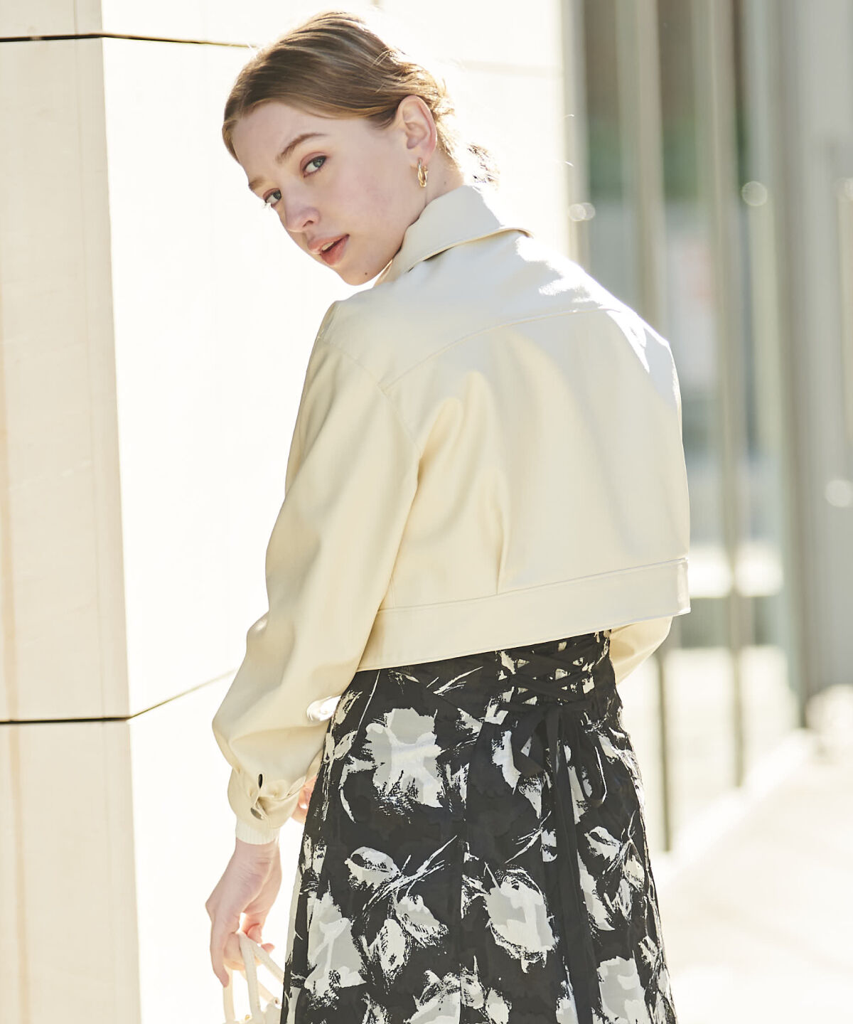 アンドクチュール「フェイクレザージップブルゾン」|ブルゾン・スタジャン|