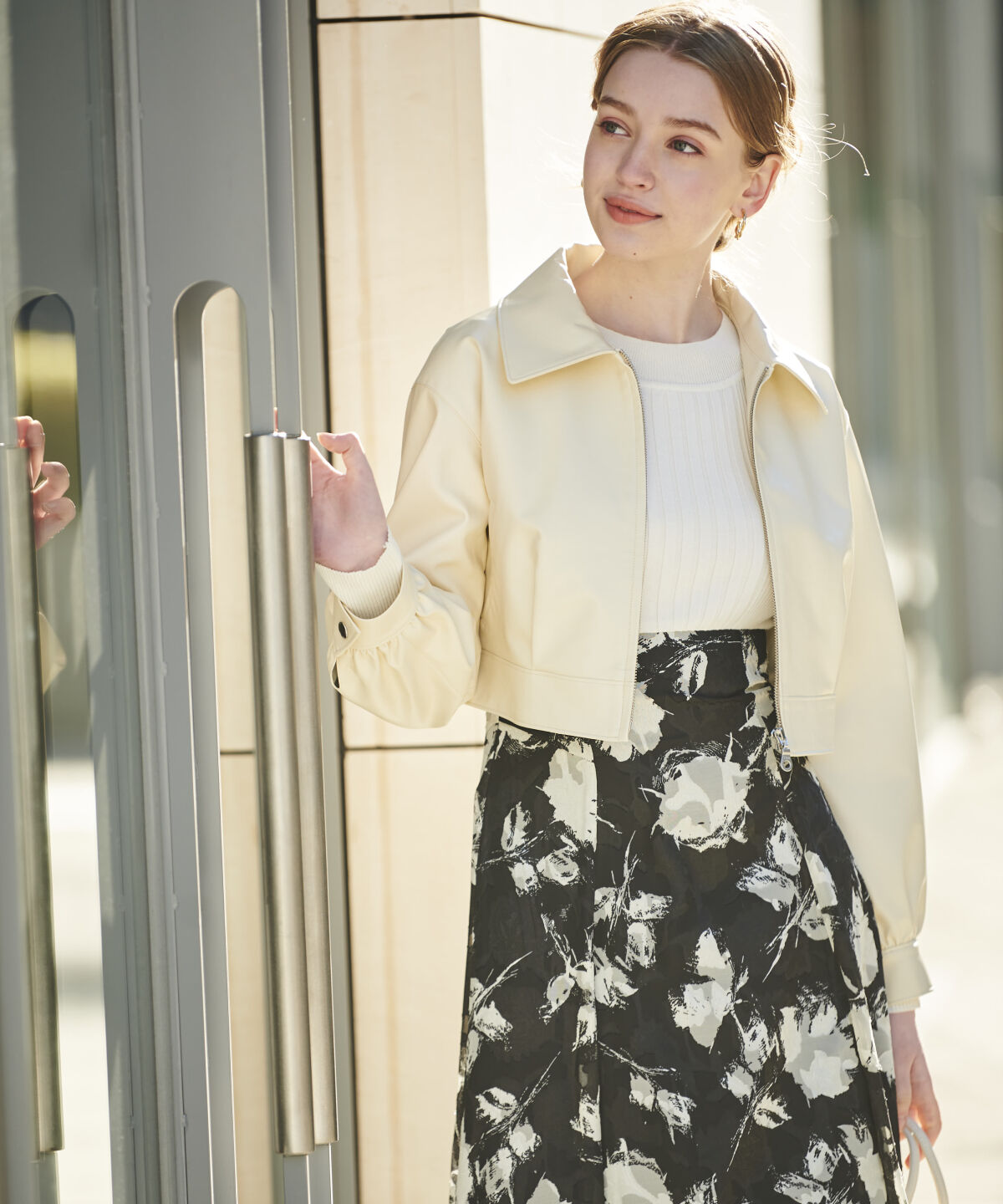 アンドクチュール「フェイクレザージップブルゾン」|ブルゾン・スタジャン|