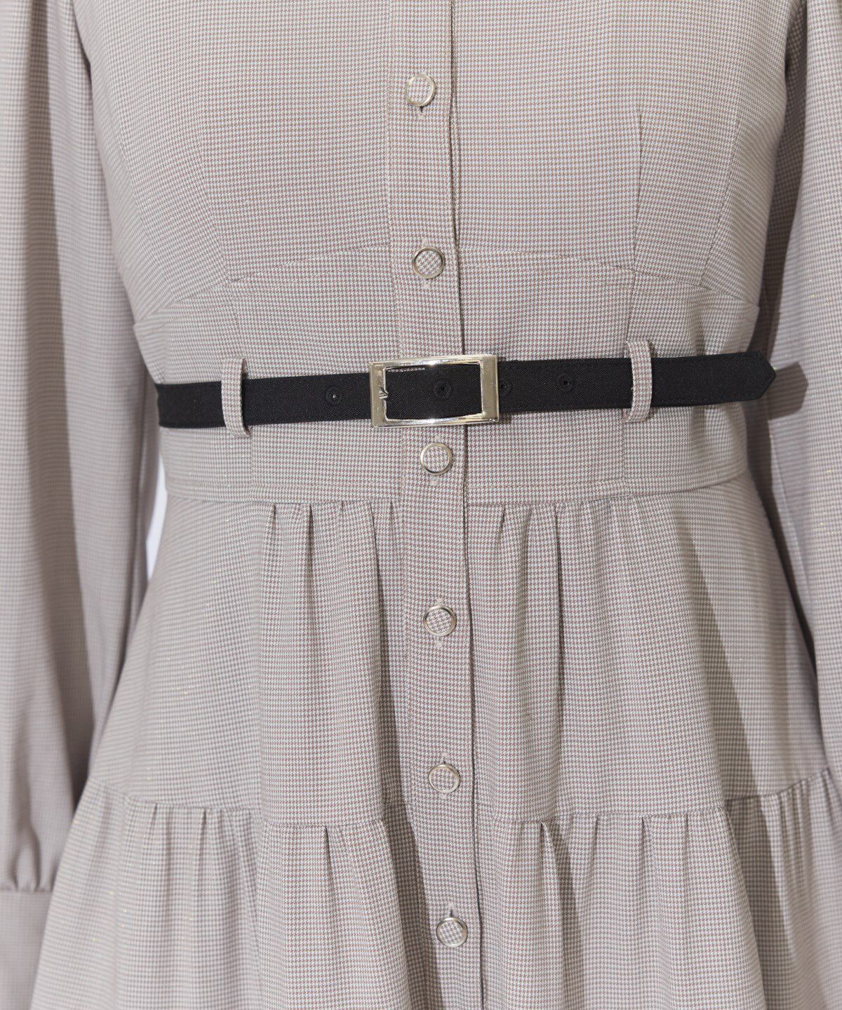 アンドクチュール「ラメ千鳥ティアードシャツワンピース」|ワンピース|