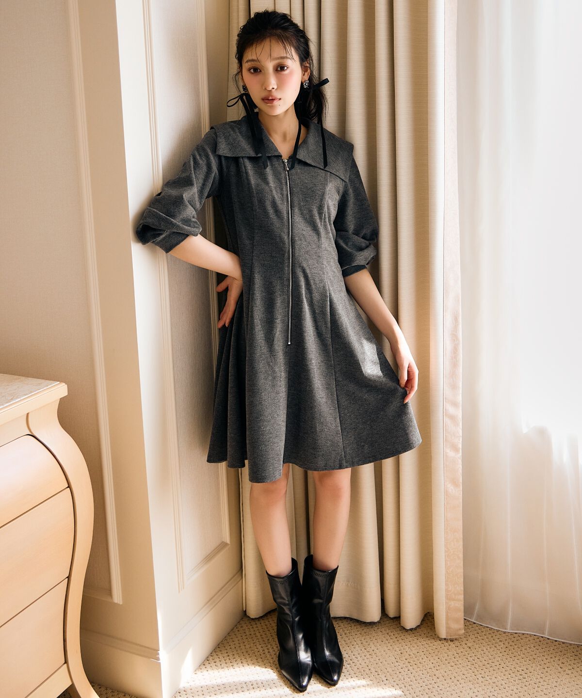 アンドクチュール「センターZIPミニワンピース」|ワンピース|