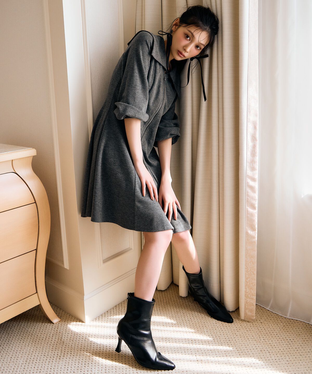 アンドクチュール「センターZIPミニワンピース」|ワンピース|