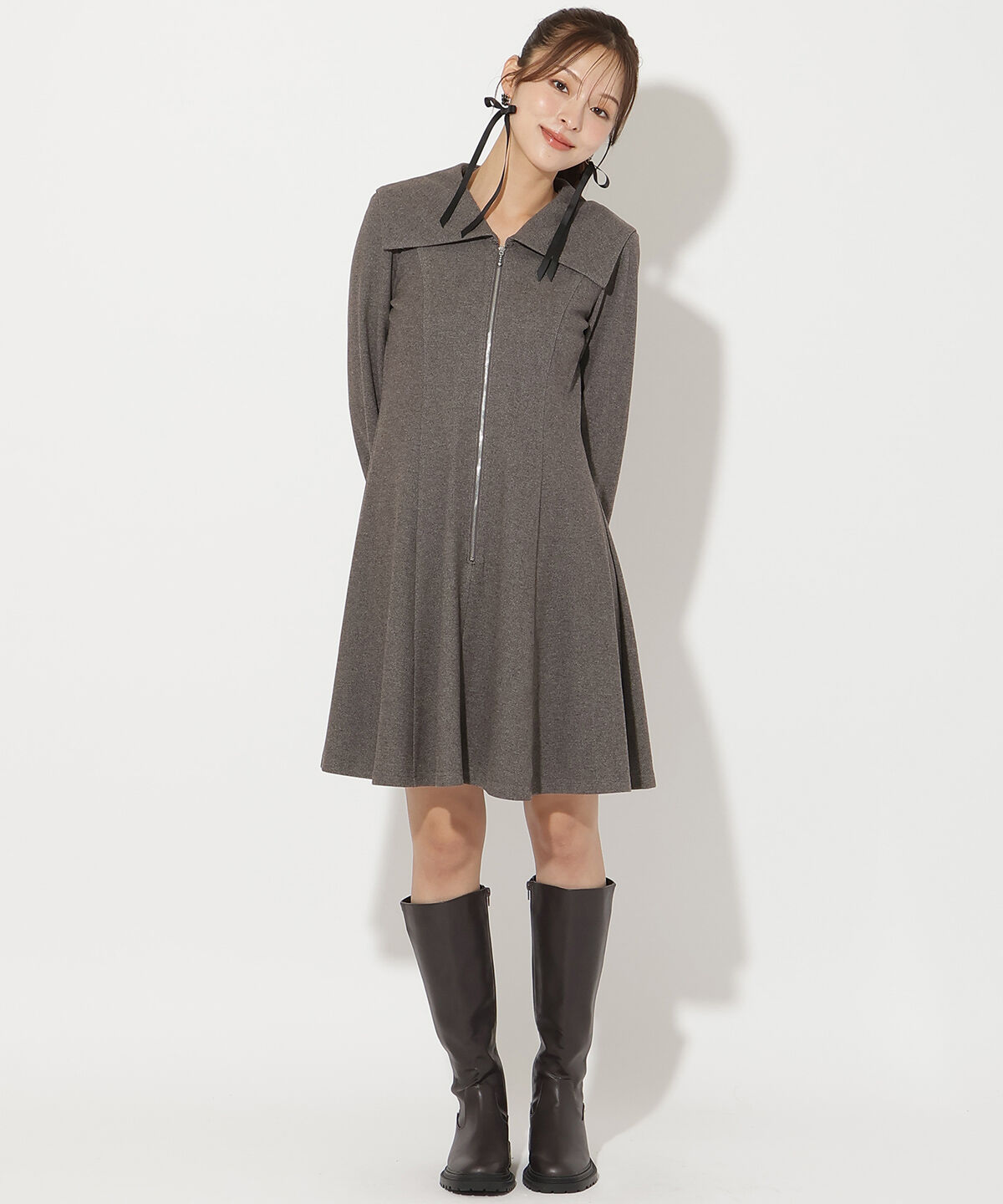 アンドクチュール「センターZIPミニワンピース」|ワンピース|