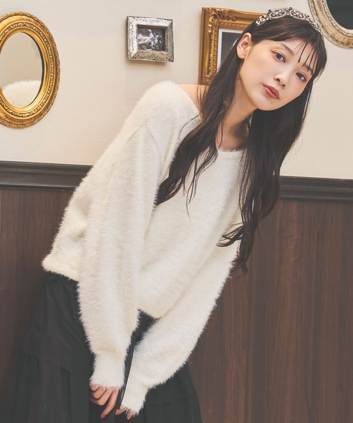 アンドクチュール「前後２WAYシャギーニットプルオーバー」|ニット・セーター|