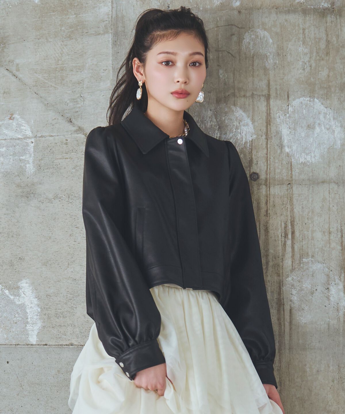 アンドクチュール「フェイクレザーブルゾン」|ブルゾン・スタジャン|