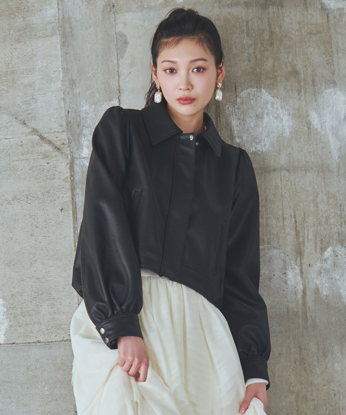 アンドクチュール「フェイクレザーブルゾン」|ブルゾン・スタジャン|