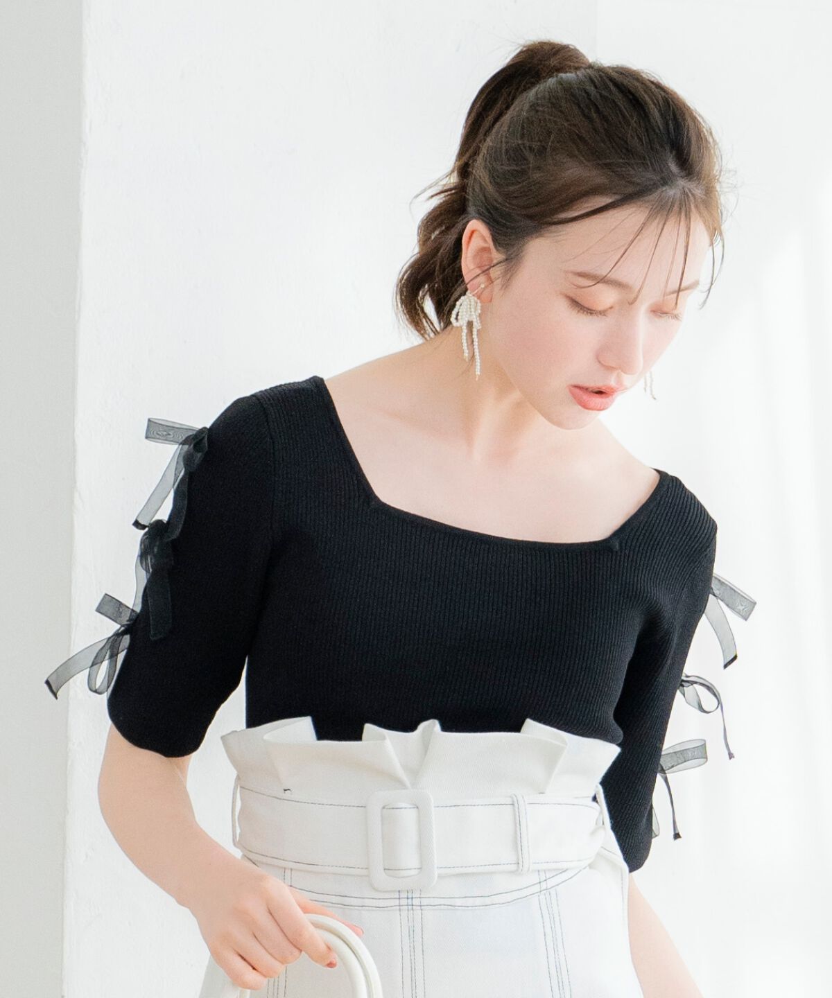 WILLSELECTION「袖リボンニットプルオーバー」|ニット・セーター|