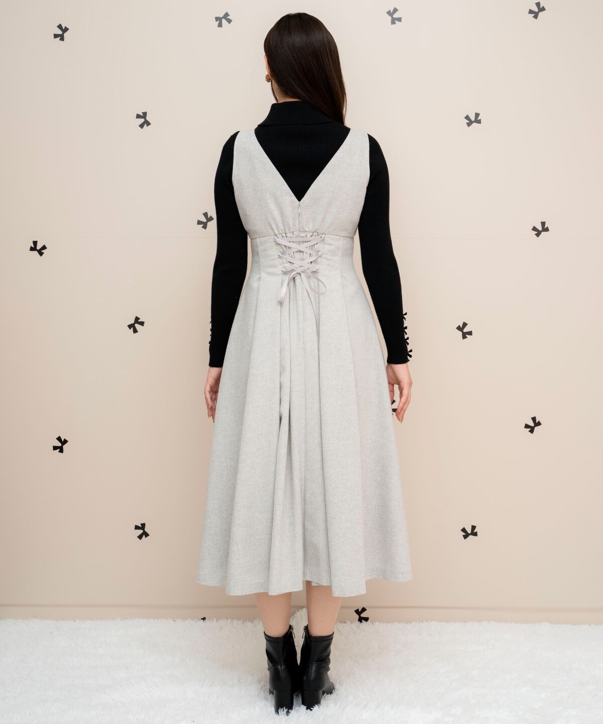 WILLSELECTION「タックウエストキーネックフレアジャンスカ」|ジャンパースカート|