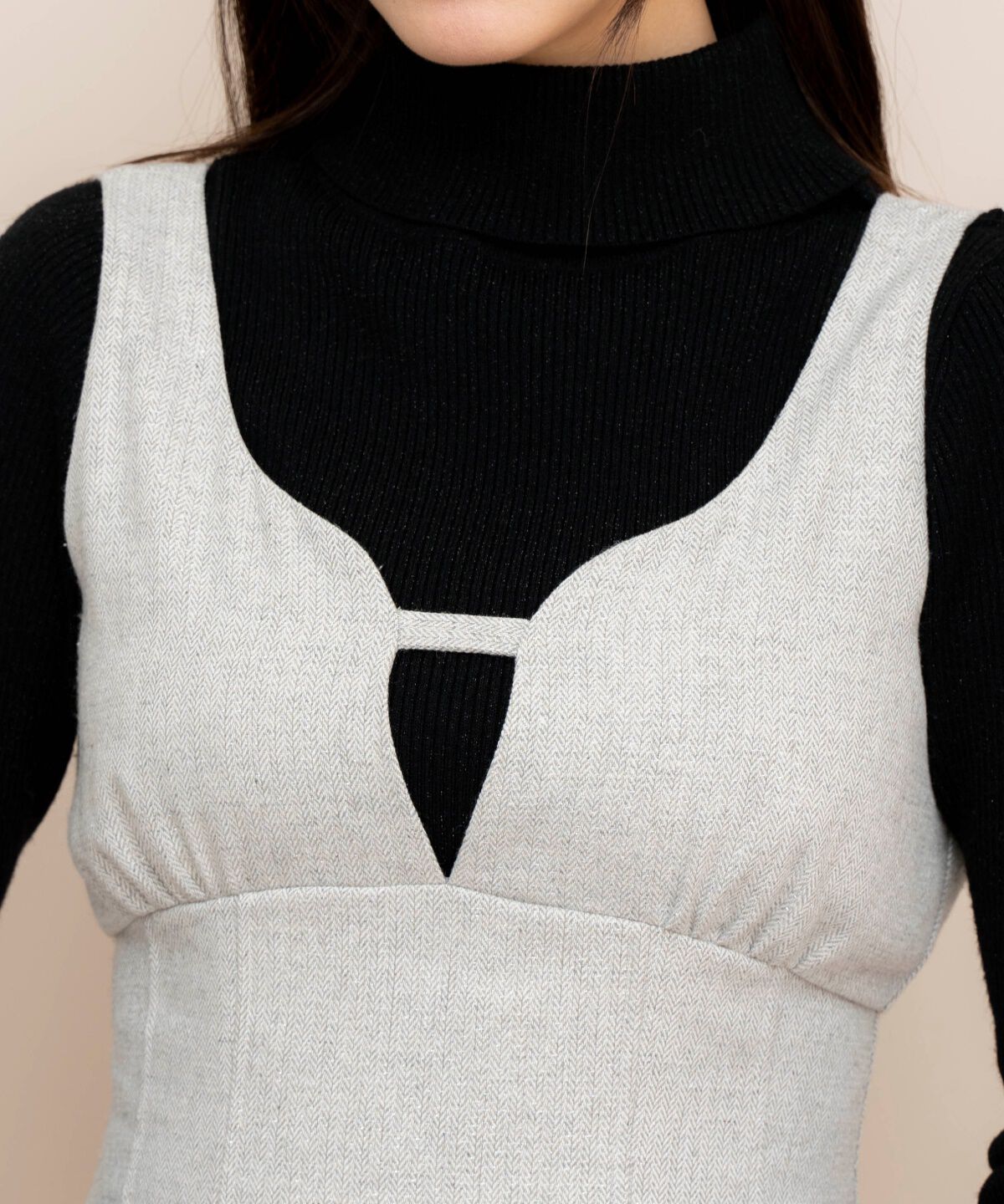 WILLSELECTION「タックウエストキーネックフレアジャンスカ」|ジャンパースカート|