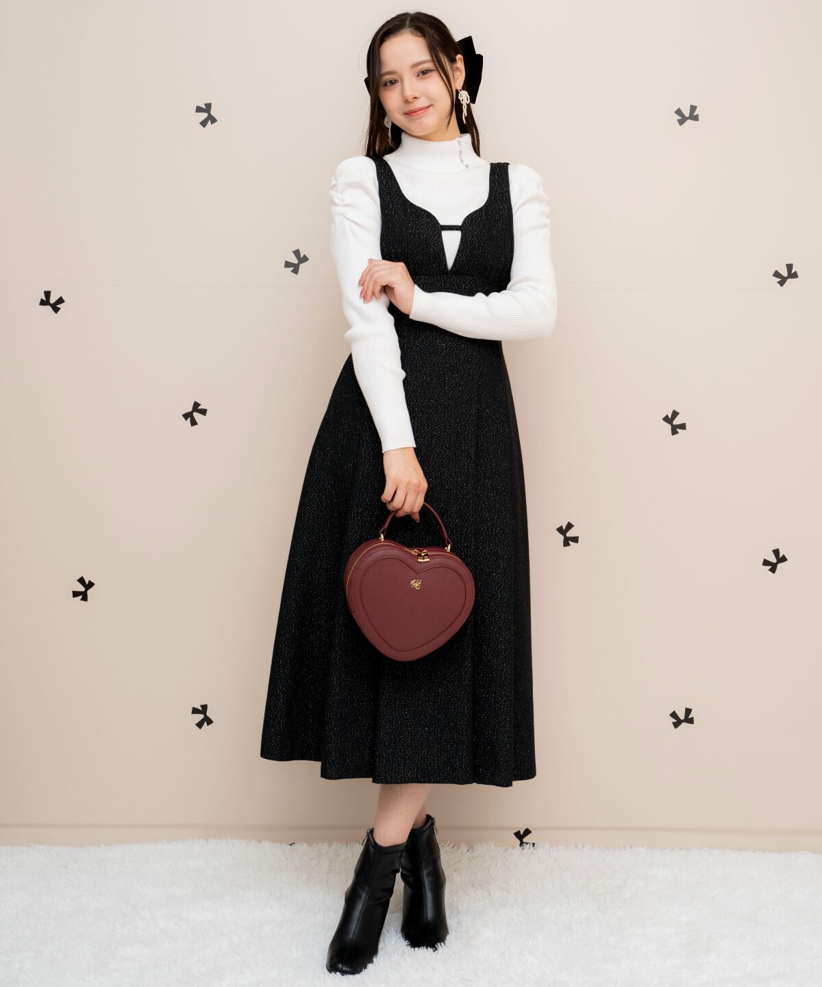 WILLSELECTION「タックウエストキーネックフレアジャンスカ」|ジャンパースカート|