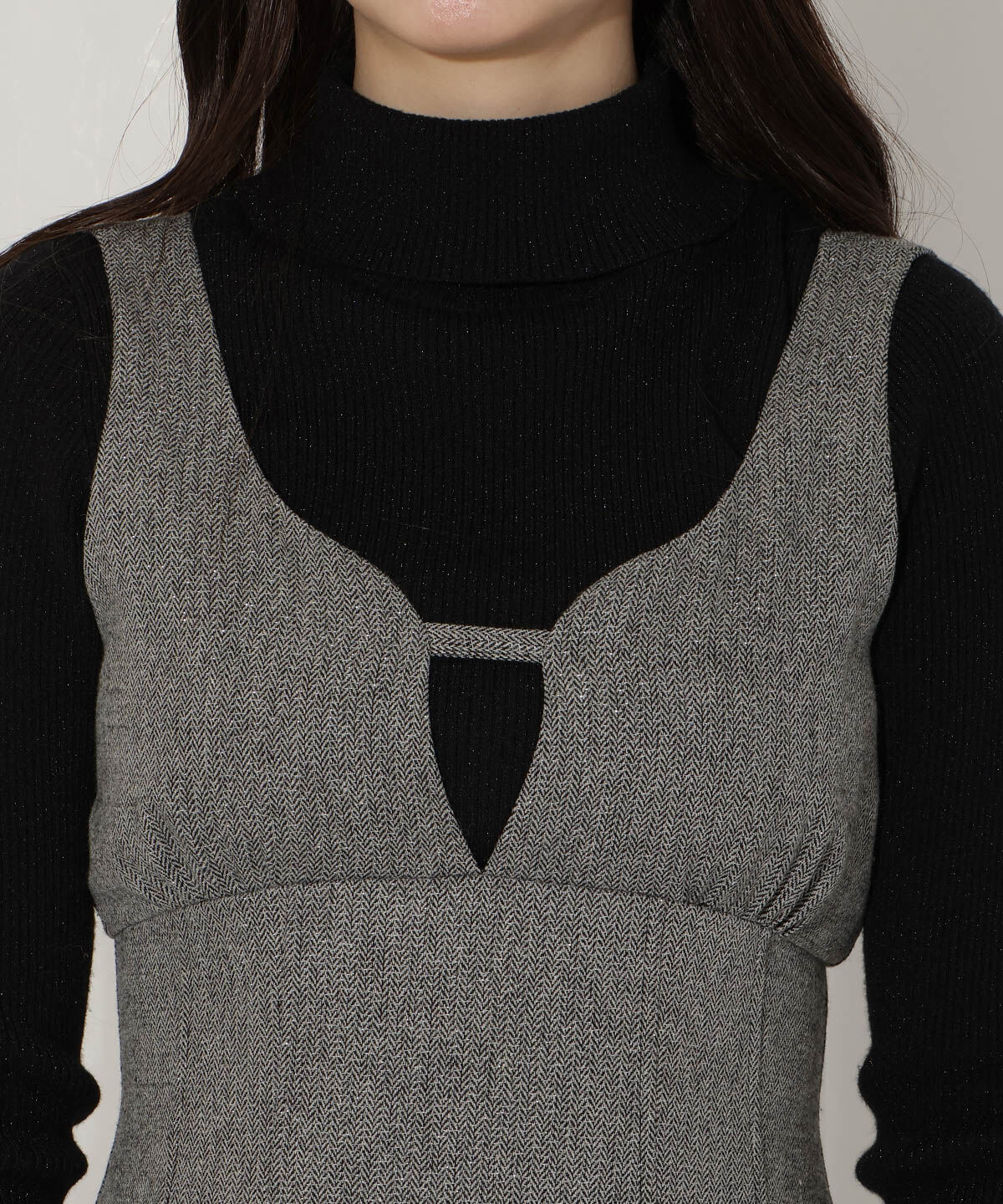 WILLSELECTION「タックウエストキーネックフレアジャンスカ」|ジャンパースカート|