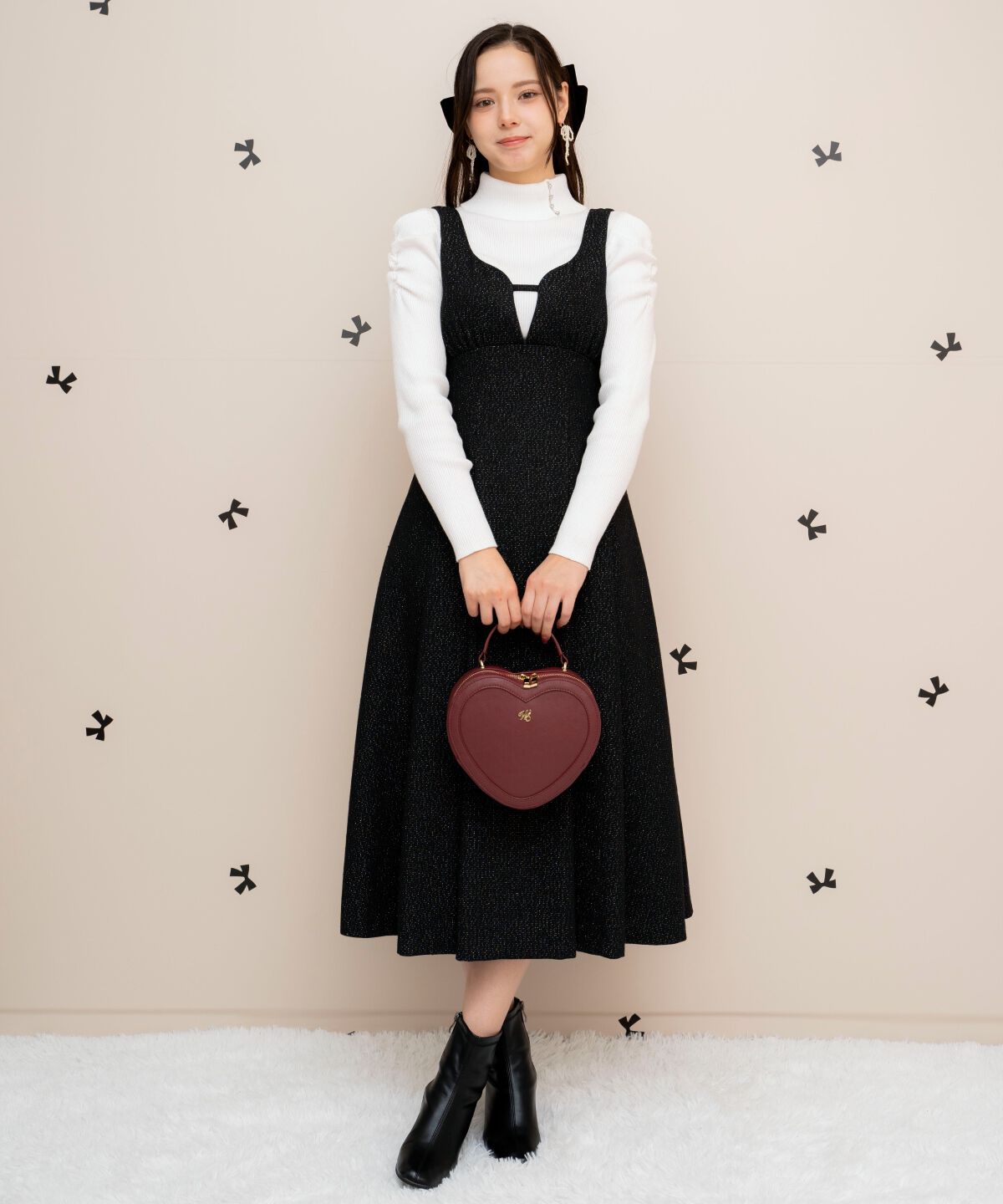 WILLSELECTION「タックウエストキーネックフレアジャンスカ」|ジャンパースカート|