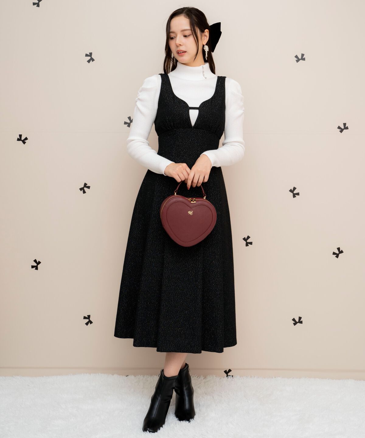 WILLSELECTION「タックウエストキーネックフレアジャンスカ」|ジャンパースカート|