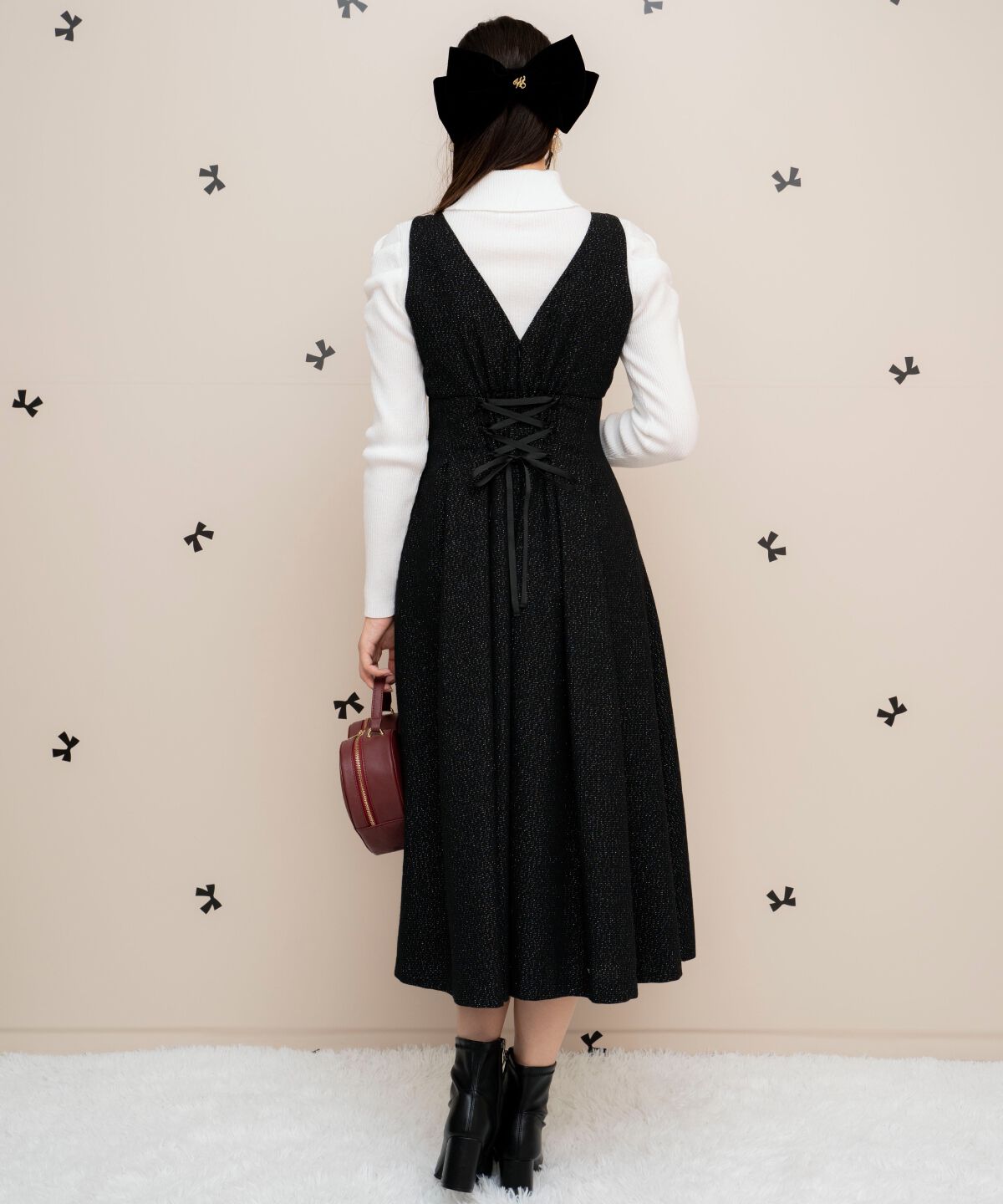 WILLSELECTION「タックウエストキーネックフレアジャンスカ」|ジャンパースカート|