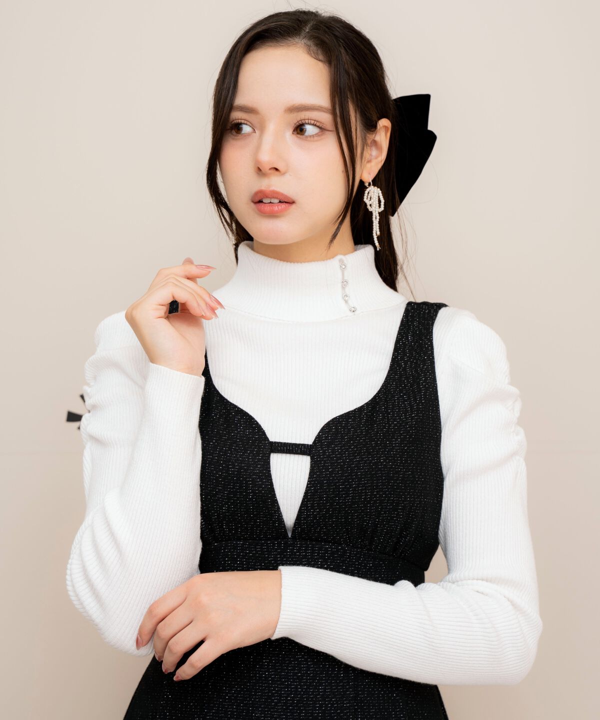 WILLSELECTION「タックウエストキーネックフレアジャンスカ」|ジャンパースカート|