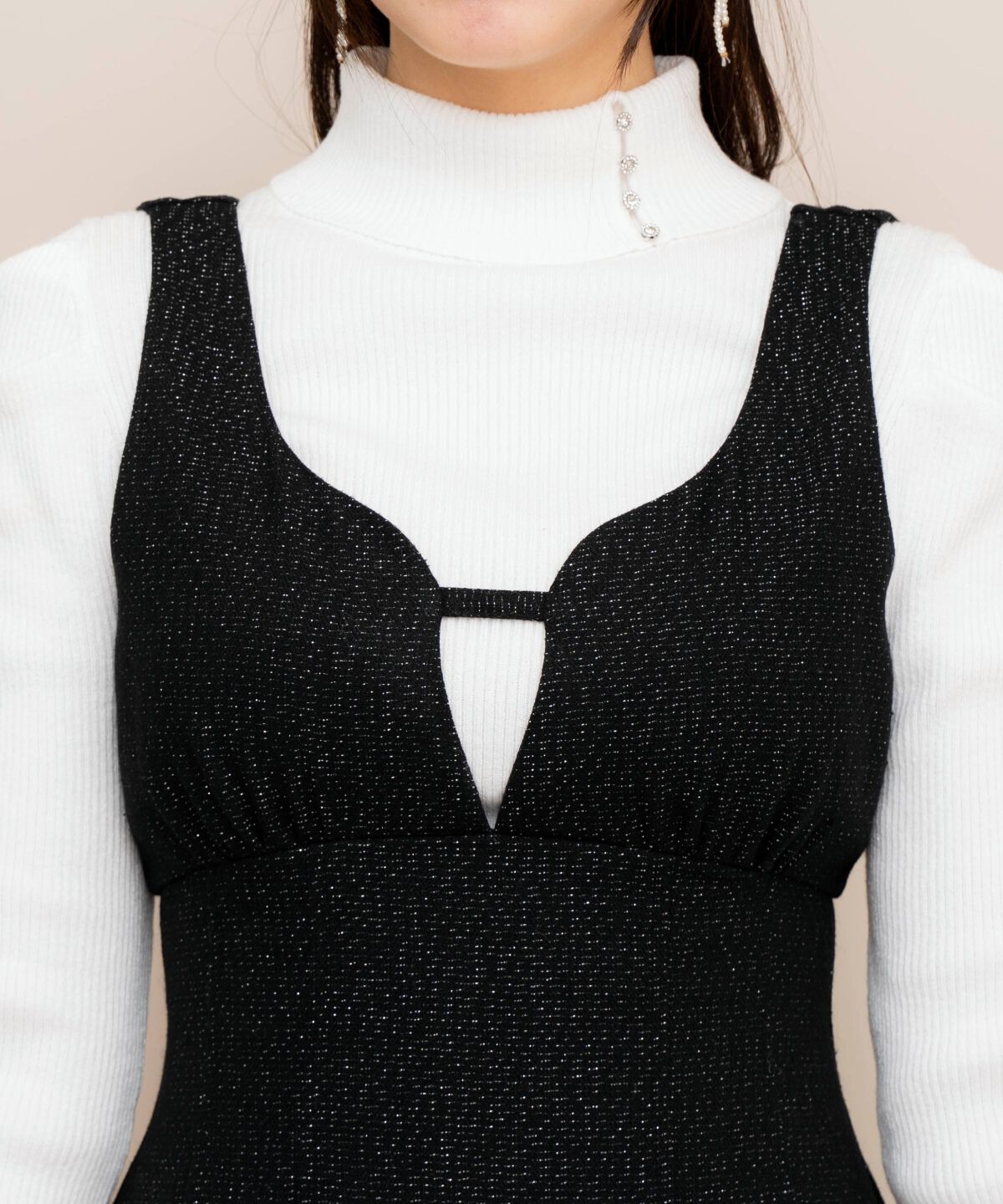 WILLSELECTION「タックウエストキーネックフレアジャンスカ」|ジャンパースカート|