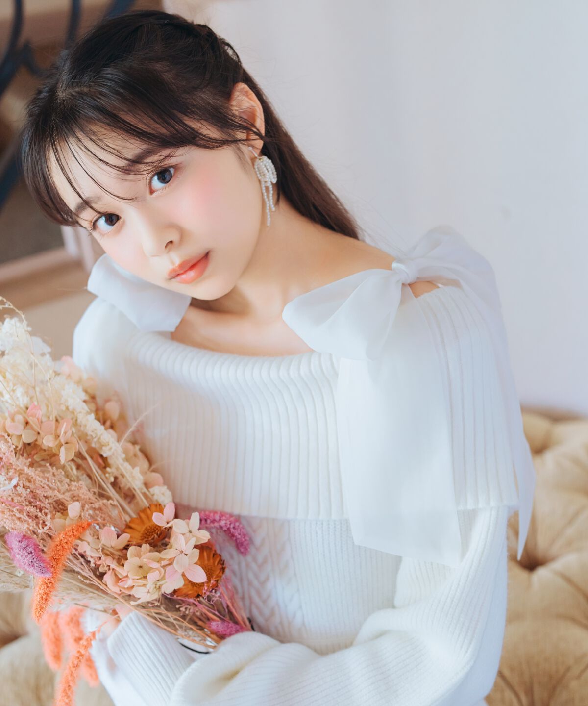 WILLSELECTION「肩リボンケーブルニットワンピース」|ワンピース|