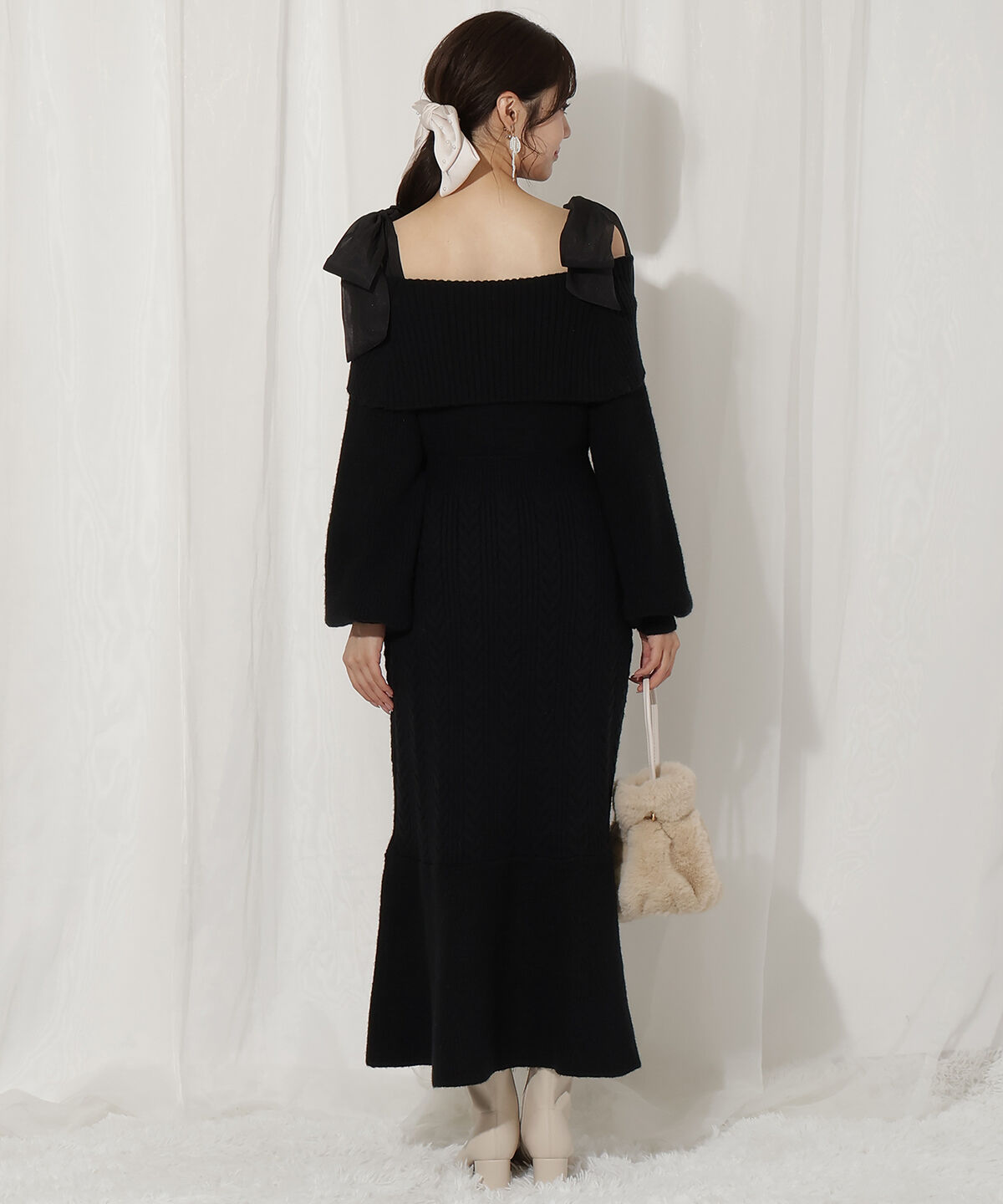 WILLSELECTION「肩リボンケーブルニットワンピース」|ワンピース|