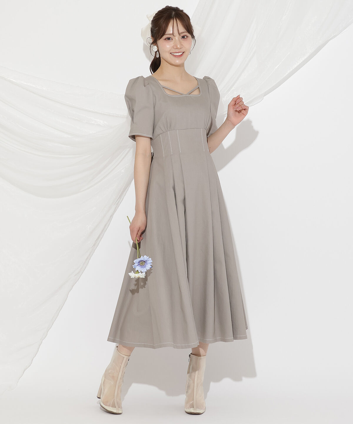 WILLSELECTION「バックリボンデニムワンピース」|ワンピース|カーキ