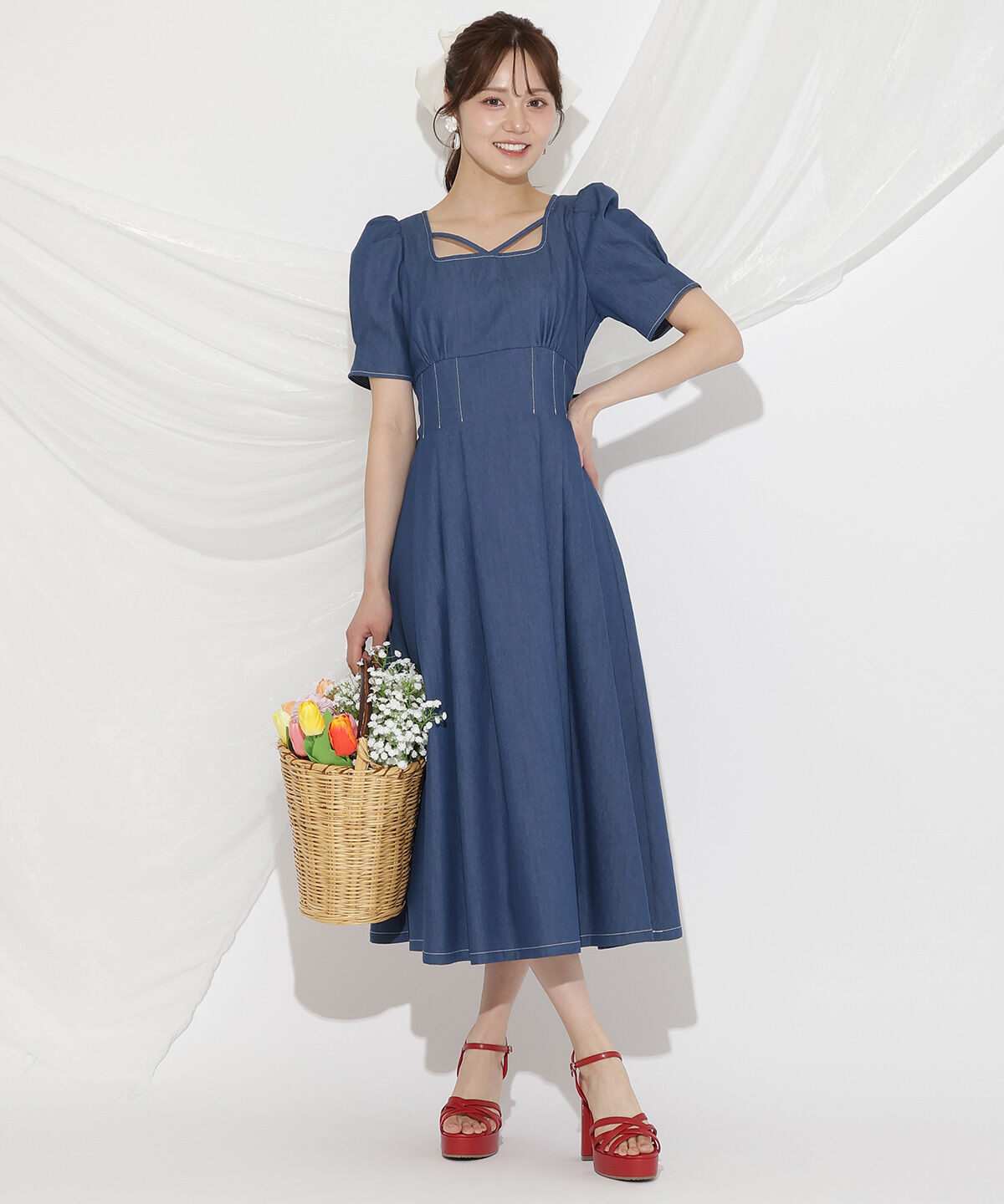 WILLSELECTION「バックリボンデニムワンピース」|ワンピース|