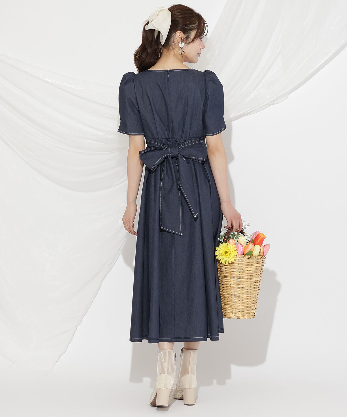 WILLSELECTION「バックリボンデニムワンピース」|ワンピース|