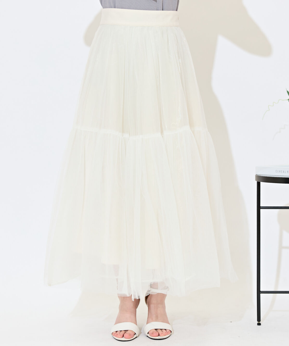 WILLSELECTION「ニュアンスカラーチュールティアードスカート」|フレア|