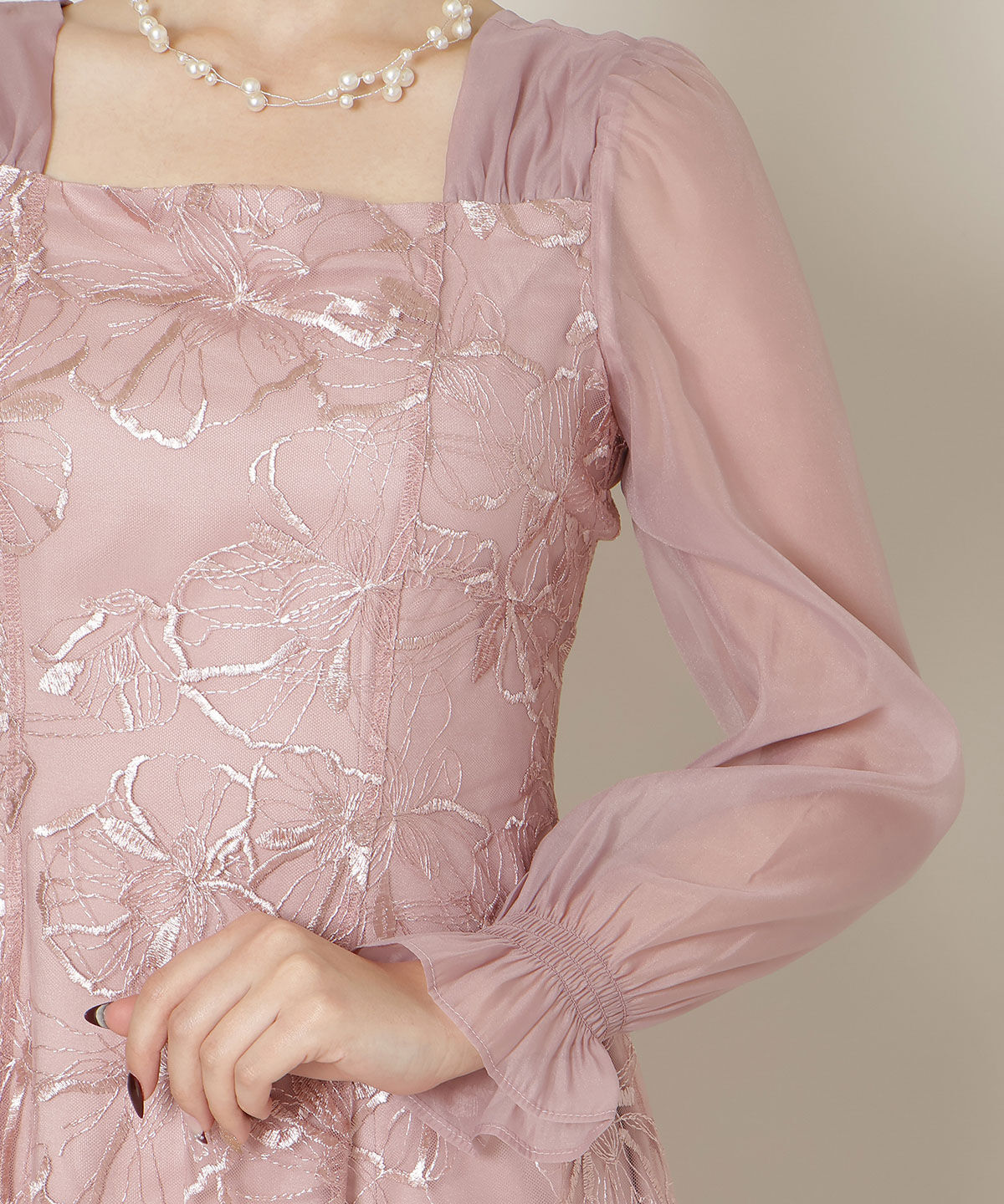 WILLSELECTION「パネルラインフラワーレースワンピース」|ドレス|