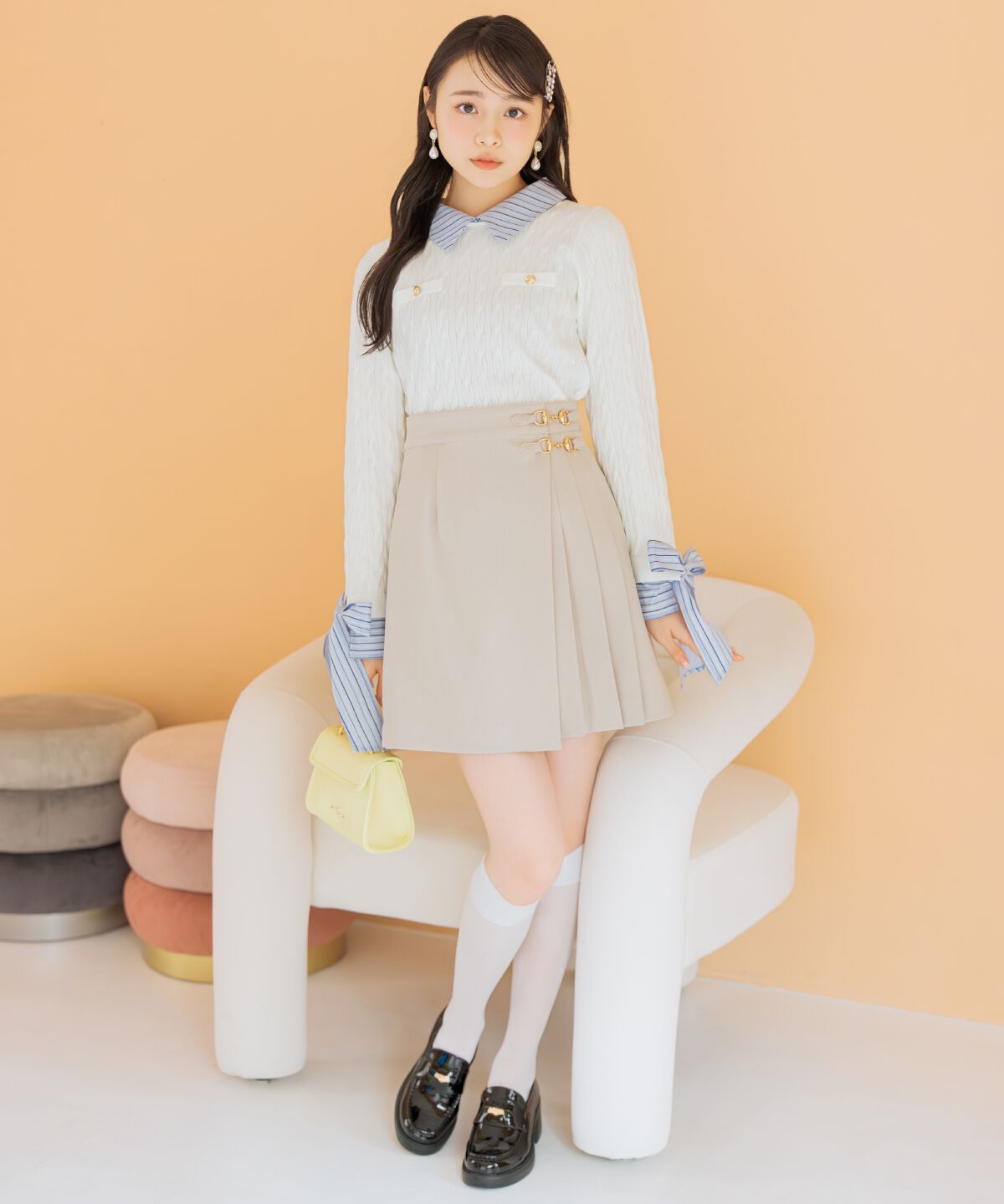 WILLSELECTION「ビットデザインプリーツミニスカパン」|フレア|