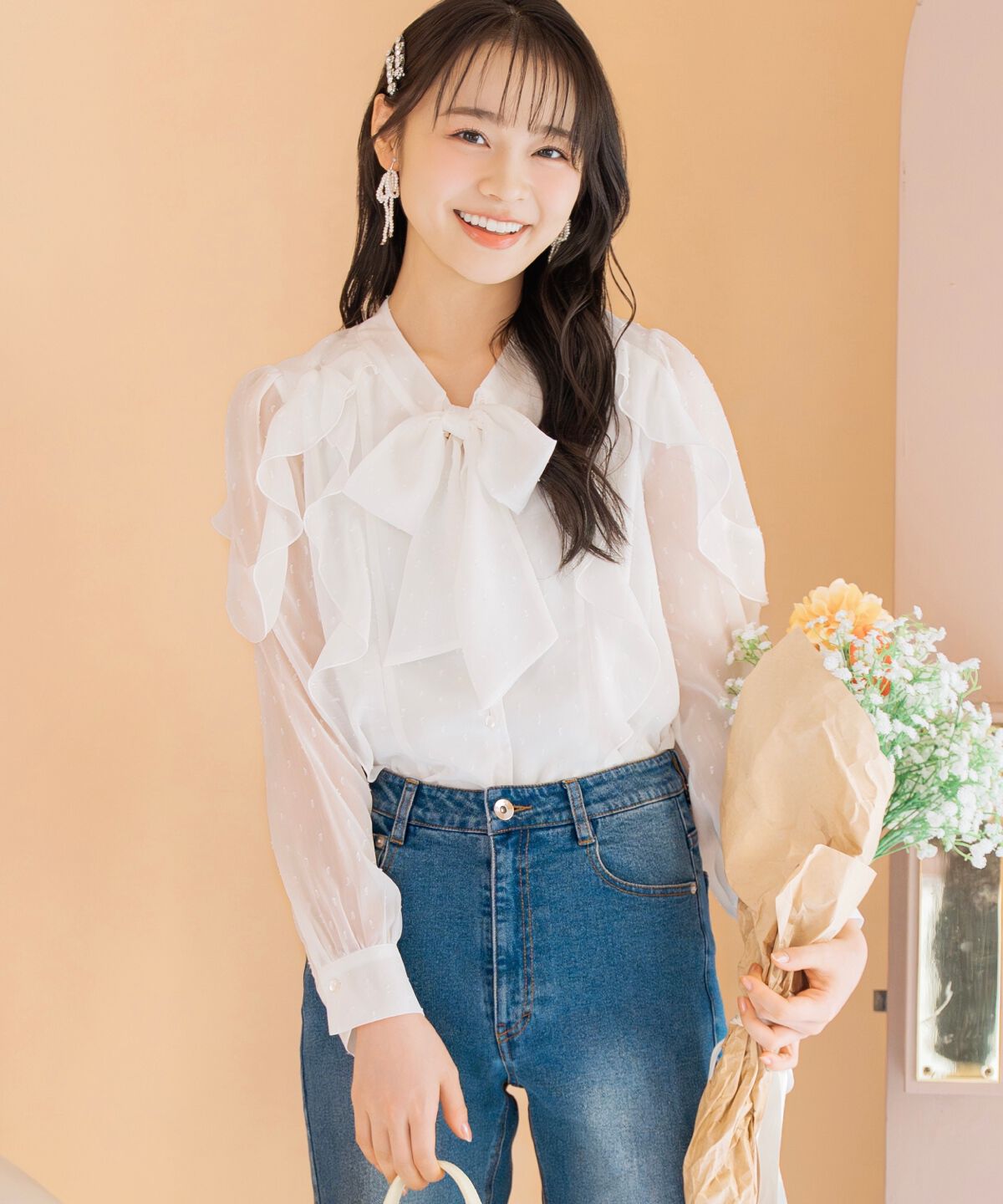 WILLSELECTION「ドビードットフリルブラウス」|シャツ・ブラウス|