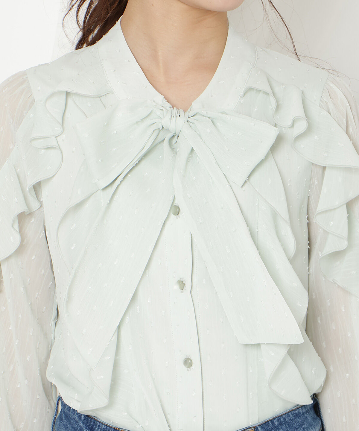 WILLSELECTION「ドビードットフリルブラウス」|シャツ・ブラウス|