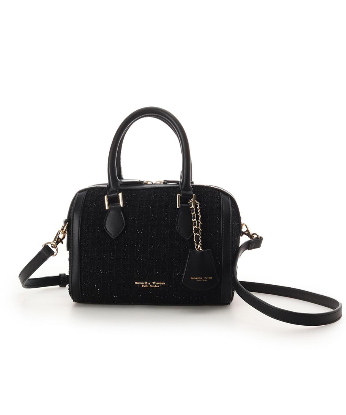 Samantha Thavasa Petit Choice「ツイード ボストンバッグ」|ショルダー・メッセンジャー|ブラック