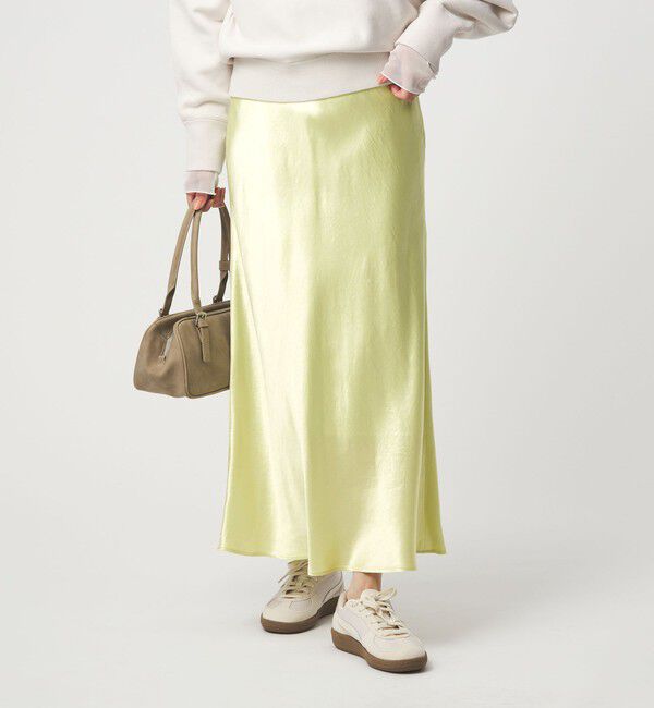 UNITED ARROWS green label relaxing「サテン ナロー スカート」|フレア|YELLOW