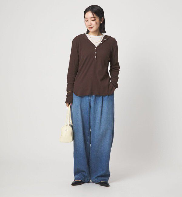 UNITED ARROWS green label relaxing「【WEB限定】＜at ease＞シアーテレコ フード ロングスリーブ カットソー」|Tシャツ・カットソー|