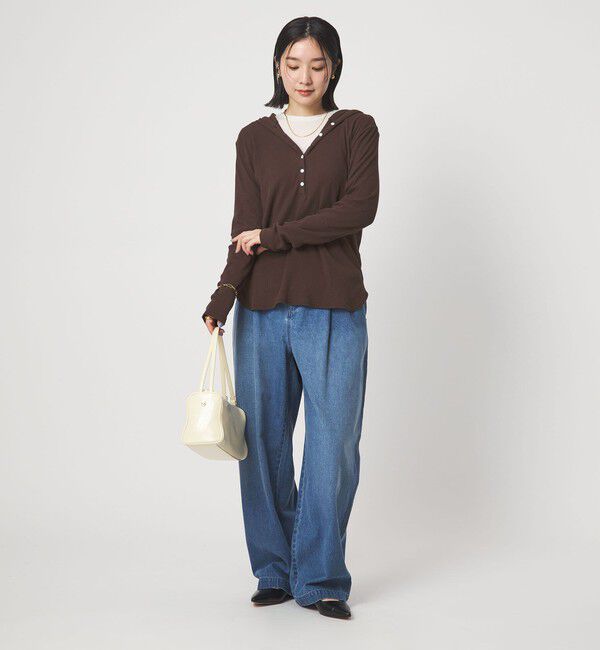 UNITED ARROWS green label relaxing「【WEB限定】＜at ease＞シアーテレコ フード ロングスリーブ カットソー」|Tシャツ・カットソー|