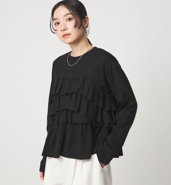 UNITED ARROWS green label relaxing「【WEB限定】＜at ease＞フロント フリル プルオーバー カットソー」|Tシャツ・カットソー|