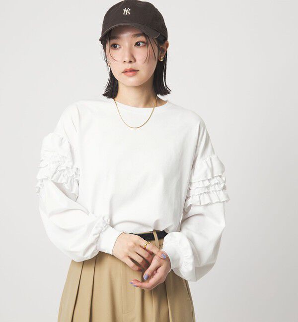 UNITED ARROWS green label relaxing「【WEB限定】＜at ease＞袖フリル プルオーバー カットソー」|Tシャツ・カットソー|