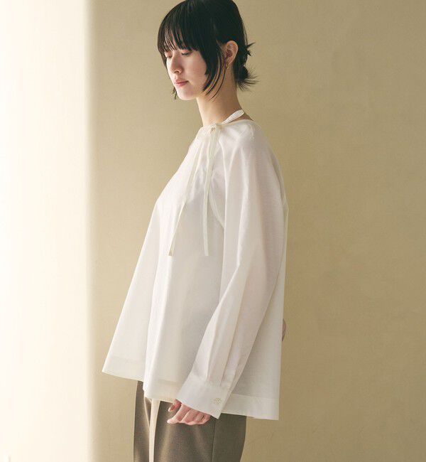 BEAUTY&YOUTH UNITED ARROWS「リボンタイ ノーカラーブラウス」|シャツ・ブラウス|