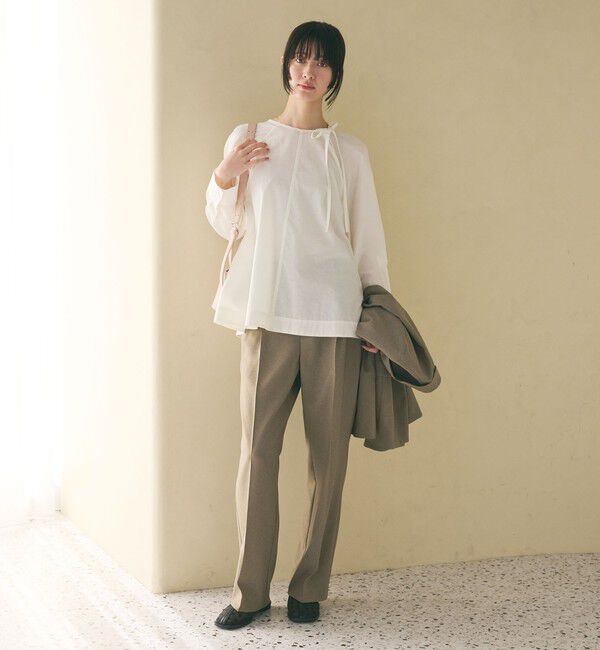 BEAUTY&YOUTH UNITED ARROWS「リボンタイ ノーカラーブラウス」|シャツ・ブラウス|