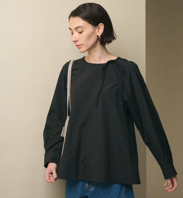 BEAUTY&YOUTH UNITED ARROWS「リボンタイ ノーカラーブラウス」|シャツ・ブラウス|