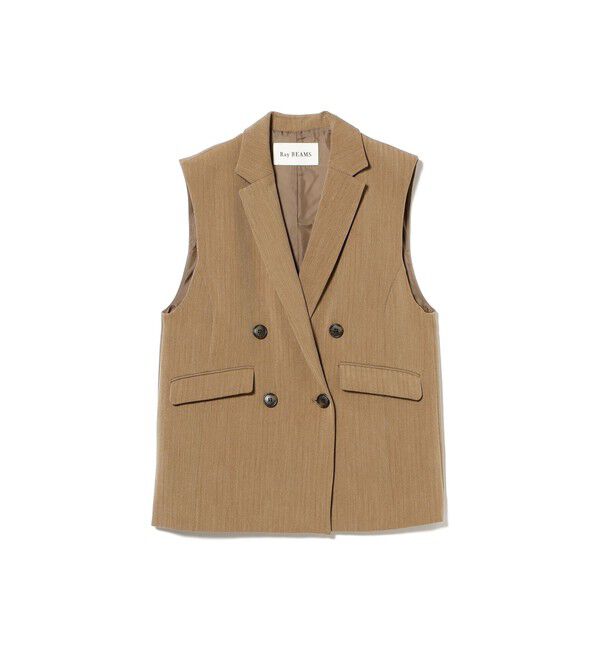 Ray BEAMS 「ヘリンボーン 4ボタン ダブルブレスト ジレ」|ベスト・ジレ|
