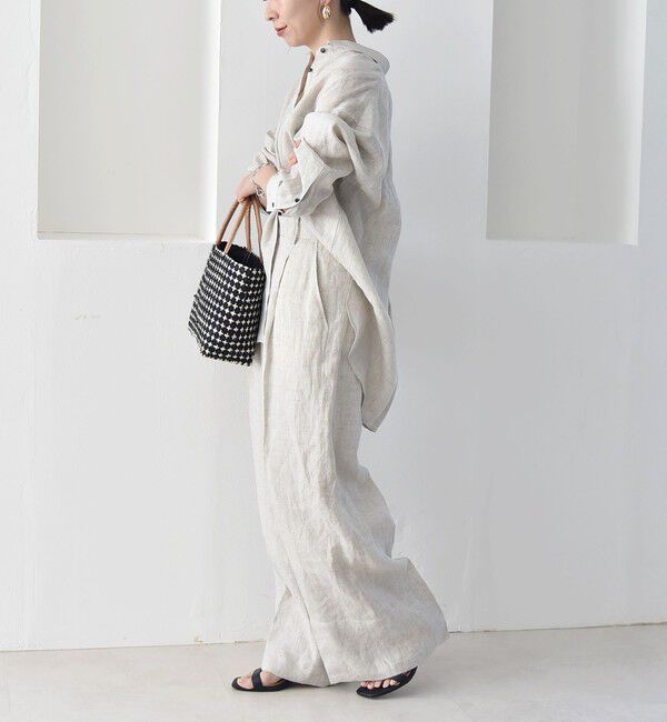 quaranciel「quaranciel:〈洗濯機可能〉ヘンプ ワイド タック パンツ」|スラックス|