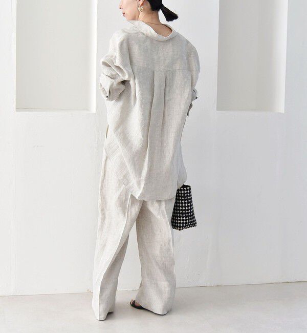 quaranciel「quaranciel:〈洗濯機可能〉ヘンプ ワイド タック パンツ」|スラックス|