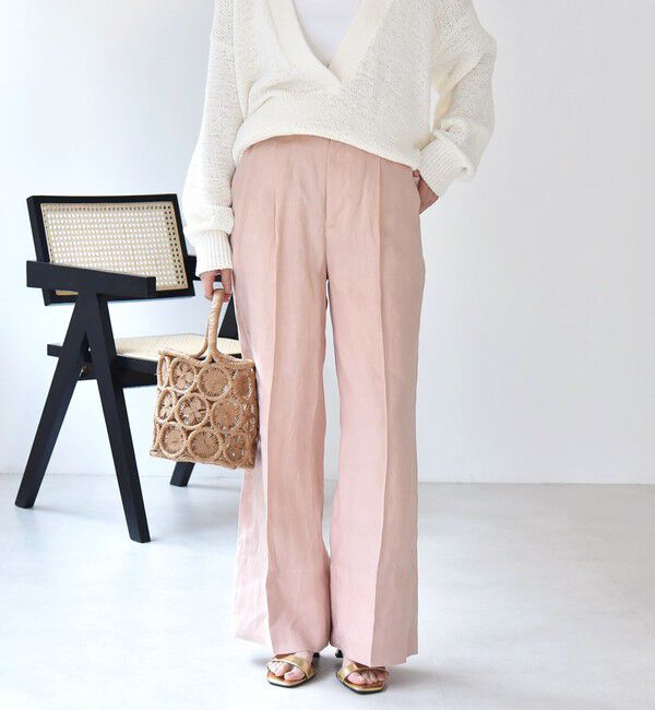 quaranciel「quaranciel:〈洗濯機可能〉ヘンプ ワイド タック パンツ」|スラックス|